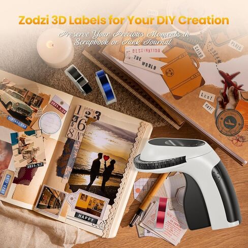 Zodzi Label Maker,Vintage Embossing Label Maker,Retro Embossed Label Maker Machine for DIY Crafts,Junk Journal Kit & Scrapbook Supplies,Old School Embosser with 3 Rolls 9mm 3D Labeler Waterproof Tapes in Kuwait