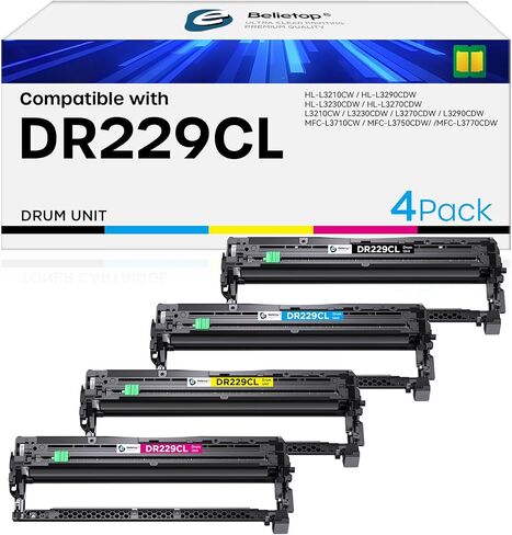 وحدة الطبل DR229CL (ليست حبر) بديلة لـ Brother DR-229CL DR 229 تستخدم مع طابعات TN229XL TN-229 TN 229 تعمل مع طابعات MFC-L3720CDW MFC-L3765CDW MFC-L3780CDW HL-L3295CDW (4 عبوات بدون حبر) in Kuwait