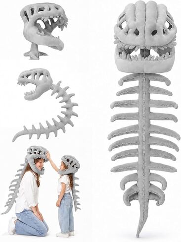 Sachie Dinosaur Skeleton Costume Set, Spinosaurus Skull Headpiece with Spine Back Piece Dino Outfit for Cosplay in Kuwait