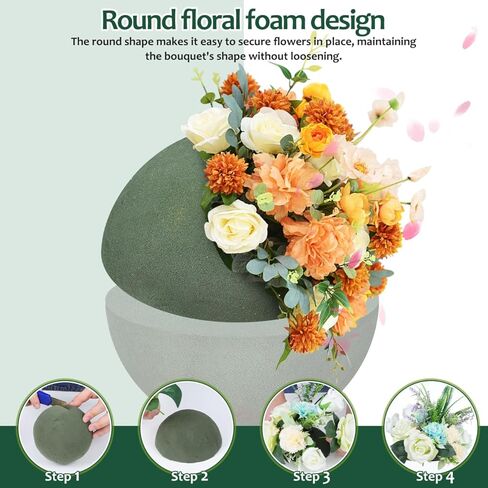 VILLCASE 2-Pack 4.7" Wet Floral Foam Spheres – 360° Hydrating Plant Sponge for Fresh Flowers, Pomanders & Centerpieces, Easy-Cut Green Craft Balls for Wedding, Home & Event Decor in Kuwait