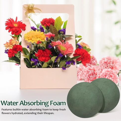 VILLCASE 2-Pack 4.7" Wet Floral Foam Spheres – 360° Hydrating Plant Sponge for Fresh Flowers, Pomanders & Centerpieces, Easy-Cut Green Craft Balls for Wedding, Home & Event Decor in Kuwait