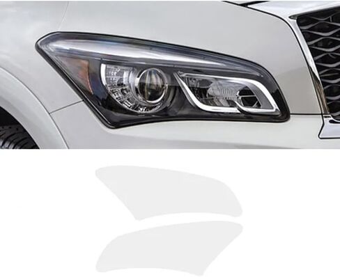 واقي المصباح الأمامي للسيارة لسيارة Infiniti QX80 2014–2017، ملصق TPU شفاف أسود اللون للجزء الأمامي للسيارة، أسود in Kuwait