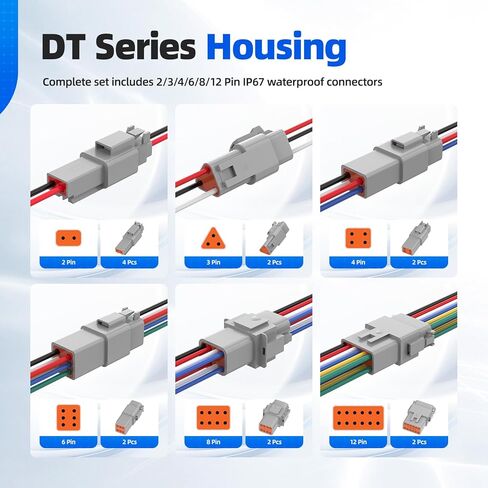 305PCS Deutsch Connector Kit, Hoodutric IP67 Waterproof Electrical Plugs DT 2/3/4/6/8/12 Pin Connectors with 74 Pairs Size 16 Stamped Contacts, Crimper & Terminal Removal Tool for Car Truck Boat in Kuwait