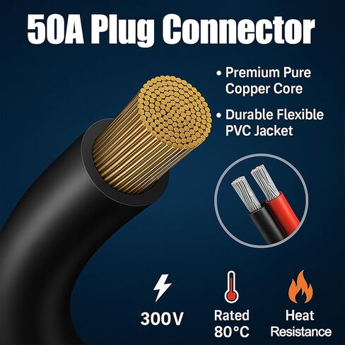 50A for Anderson Plug Connector Dual Y Adapter Battery Power Connector Forklift Power Plug with 6MM Car Cable 50 Amp 1 to 2 Electric Forklift Charging Plug Cable, Power Transfer for Lithium Batteries in Kuwait