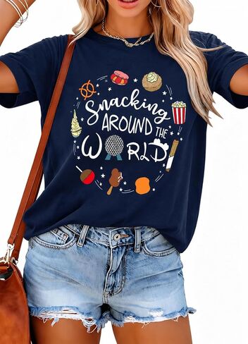 Happiest Mama On Earth Shirt: Women Funny Magic Kingdom Mom Shirts Castle Graphic Tees Family Vacation Short Sleeve Tops in Saudi Arabia