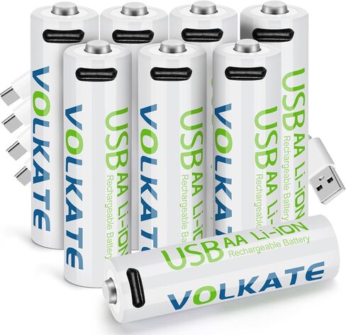 4000mWh Lithium AA Batteries 4 Pack, Rechargeable 1.5V USB Double A Size Li-ion Battery with 4-in-1 USB-C Charging Cable, 2H Fast Charging, 1200 Cycles, for Blink Outdoor Camera in Saudi Arabia