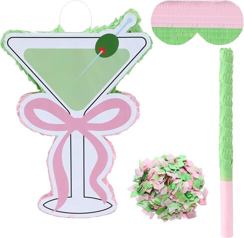 Tenceur Martini Piñata Set Includes Large Wine Glass Piñata Blindfold Stick and Confetti Summer Birthday Party Decorations in Kuwait