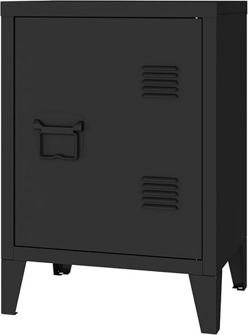 MIOCASA Metal Locker Nightstand with Doors and Shelves, 22.44" H Kids Bedside Table, Modern Storage Cabinet Side Table for Home Office in Kuwait