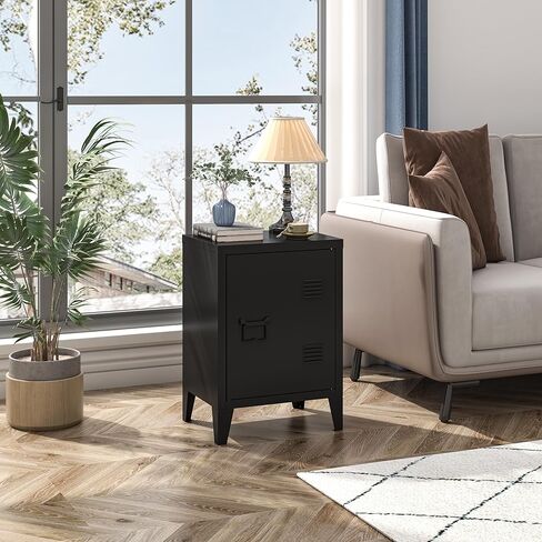 MIOCASA Metal Locker Nightstand with Doors and Shelves, 22.44" H Kids Bedside Table, Modern Storage Cabinet Side Table for Home Office in Kuwait