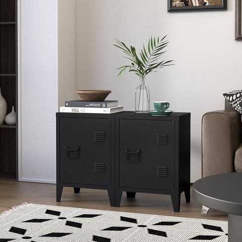 MIOCASA Metal Locker Nightstand with Doors and Shelves, 22.44" H Kids Bedside Table, Modern Storage Cabinet Side Table for Home Office in Kuwait