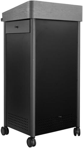 Pemberly Row 46" Sound Lectern with Battery, Multimedia Podium with Storage, Pull-Out Shelves & Casters, Charcoal in Kuwait