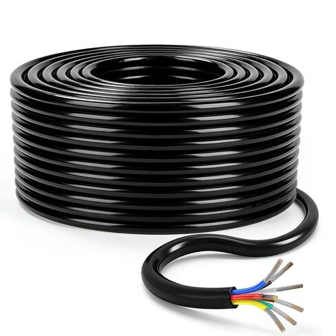 7 Way Trailer Wire 50FT | Heavy Duty 14 Gauge 7 Pin Trailer Wiring Harness Kit | Color-Coded PVC Jacket | Flexible 7 Conductor Insulated Cable for RV, Camper, Truck, Boat, Utility Trailers in Kuwait