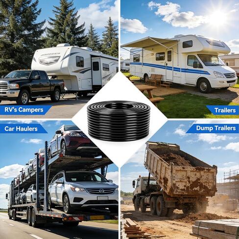 7 Way Trailer Wire 50FT | Heavy Duty 14 Gauge 7 Pin Trailer Wiring Harness Kit | Color-Coded PVC Jacket | Flexible 7 Conductor Insulated Cable for RV, Camper, Truck, Boat, Utility Trailers in Kuwait