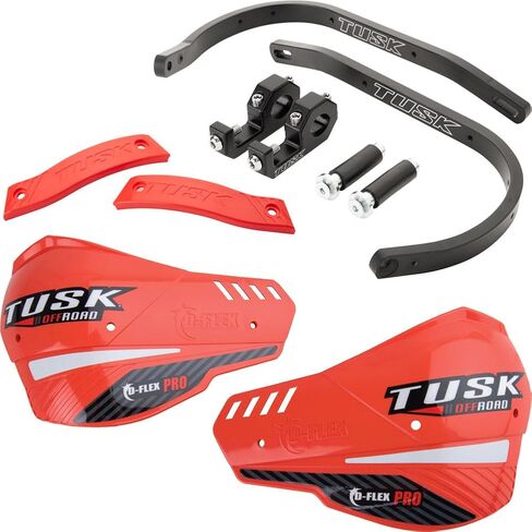 TUSK D-Flex Pro Adventure Handguards Black Bar/Red Plastics 7/8" Bars for Honda CRF300L Rally (ABS) 2021-2025 in Kuwait