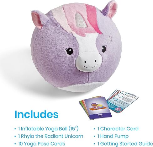 hand2mind Unicorn BubblePlush Yoga Ball Buddy، كرة اليوغا للأطفال، ركن مهدئ للعناصر، معدات تمارين الأطفال، ألعاب العلاج المهني، الألعاب الحسية، اللعب النشط للأعمار من 3 سنوات فما فوق in Kuwait