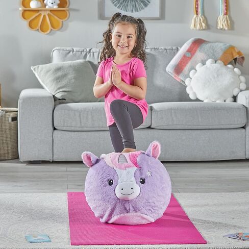 hand2mind Unicorn BubblePlush Yoga Ball Buddy، كرة اليوغا للأطفال، ركن مهدئ للعناصر، معدات تمارين الأطفال، ألعاب العلاج المهني، الألعاب الحسية، اللعب النشط للأعمار من 3 سنوات فما فوق in Kuwait