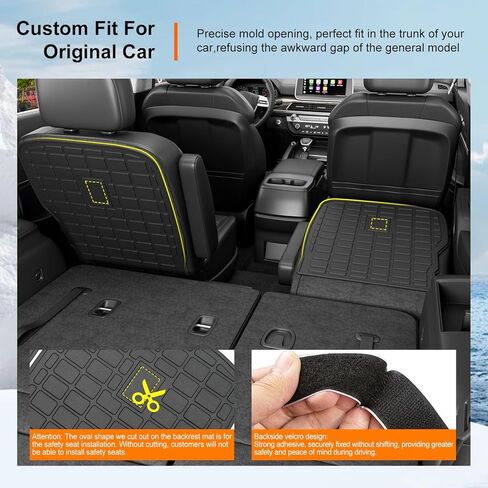 powoq 7 Seat Cargo Mat Compatible with 2020-2025 Kia Telluride Trunk Mat Cargo Liner TPE 2nd Backrest Liner Back Seat Protector Replacement for 2020-2025 Kia Telluride Accessories in Kuwait