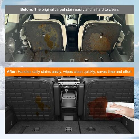 powoq 7 Seat Cargo Mat Compatible with 2020-2025 Kia Telluride Trunk Mat Cargo Liner TPE 2nd Backrest Liner Back Seat Protector Replacement for 2020-2025 Kia Telluride Accessories in Kuwait