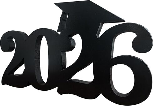 ديكورات التخرج 2026 ديكور طاولة خشبية، 13x7 بوصة مزدوجة الجوانب مجوفة من فئة 2026 قطع مركزية للتخرج باللون الأسود للطاولات، تهانينا لديكور حفلات التخرج في الأماكن المغلقة والخارجية in Kuwait