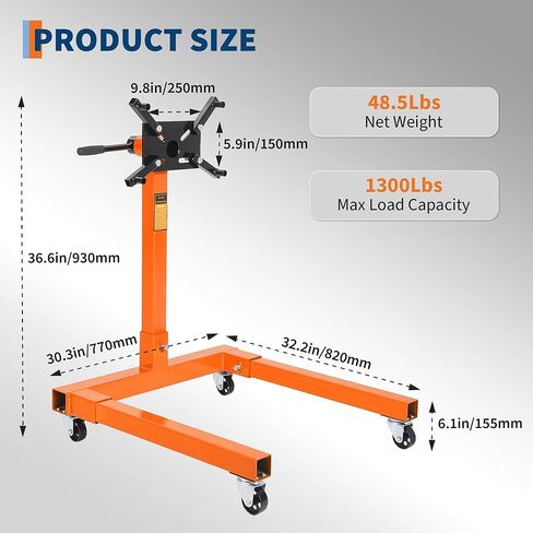 Garvee Engine Stand,1300 LBS Rotating Engine Motor Stand with 360-Degree Rotating Head,4 -Adjustable Arms & 4-Casters, for Vehicle Maintenance and Auto Repair in Kuwait