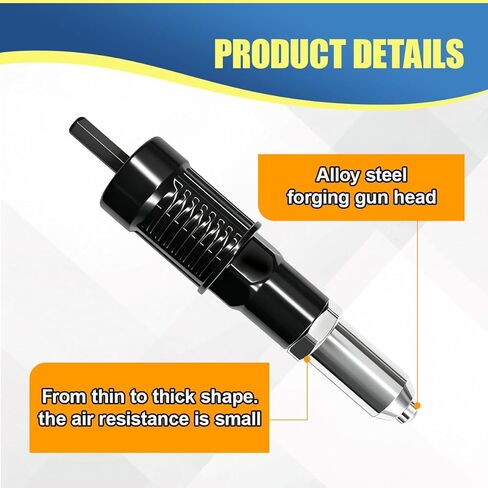 Pop Rivet Gun Adapter Kit, Universal Alloy Steel Riveting Hand Tool with 4 Size Rivet Heads, Rivets Drill Attachment for Cordless Electric Power Drill (Black) in Kuwait