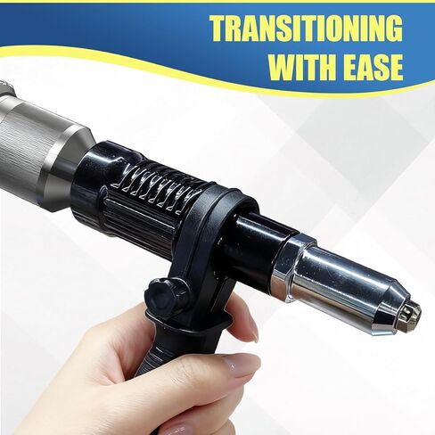 Pop Rivet Gun Adapter Kit, Universal Alloy Steel Riveting Hand Tool with 4 Size Rivet Heads, Rivets Drill Attachment for Cordless Electric Power Drill (Black) in Kuwait