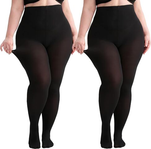 Hiltzo Women's Plus Size Tights High Waist Sheer Semi Opaque Ultra-Soft Pantyhose XL, 2XL, 3XL, 4XL in Saudi Arabia