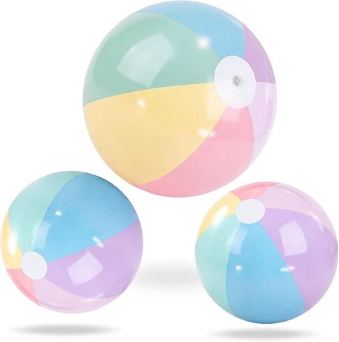 MiniInflat 3 Pcs Inflatable Beach Balls 24 & 16 Inch Large Round Pool Balls PVC Toys for Adults Kids Summer Beach Water Games, Birthday Luau Party Favors Decorations in Kuwait