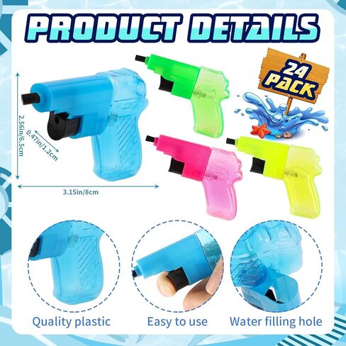 FOIMAS 24 Pack Mini Water Guns,Colorful Squirt Water Gun Soaker for Kids Summer Pool Beach Water Battle Activities Outdoor in Kuwait