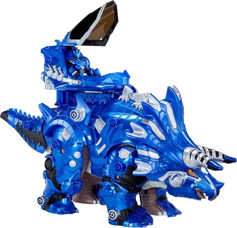 Armor-Up Triceratops Dinosaur Cobalt Toy Figure with 7 Removable Armor Pieces, Tail-Triggered Chomp, Pilot Pod Compatible, 8.9" H x14.7 L, Kids, Boys, Girls, Ages 6+ in Kuwait
