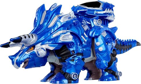 Armor-Up Triceratops Dinosaur Cobalt Toy Figure with 7 Removable Armor Pieces, Tail-Triggered Chomp, Pilot Pod Compatible, 8.9" H x14.7 L, Kids, Boys, Girls, Ages 6+ in Kuwait
