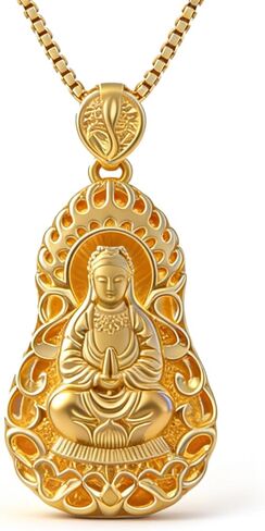Xusamss Fashion 8K Gold Plated Pendant Guan Yin Buddha Necklace,22inches in Saudi Arabia