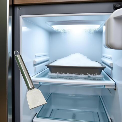 Silver Freezer Scraper, Ice Scraper for Freezer, Steel Shovel, Heavy Duty Kitchen Scraper, Stubborn Dirt Spatula for Range Hood Grease Grime, Oil Fume Removal, Multipurpose Cleaning, Cooking Utensils in Kuwait