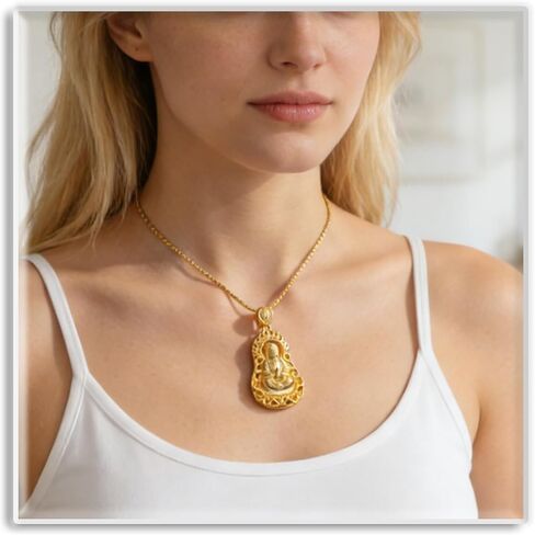 Xusamss Fashion 8K Gold Plated Pendant Guan Yin Buddha Necklace,22inches in Saudi Arabia