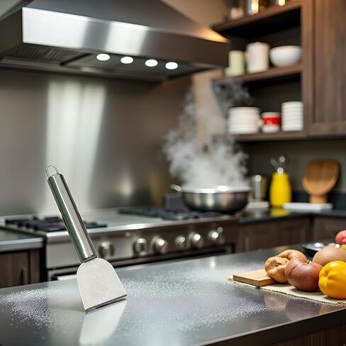 Silver Freezer Scraper, Ice Scraper for Freezer, Steel Shovel, Heavy Duty Kitchen Scraper, Stubborn Dirt Spatula for Range Hood Grease Grime, Oil Fume Removal, Multipurpose Cleaning, Cooking Utensils in Kuwait