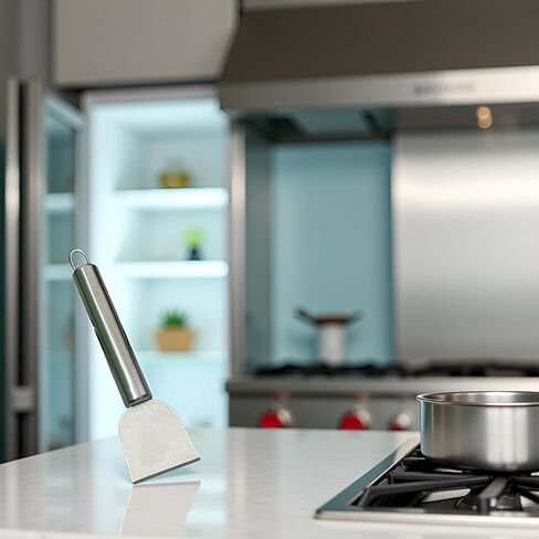 Silver Freezer Scraper, Ice Scraper for Freezer, Steel Shovel, Heavy Duty Kitchen Scraper, Stubborn Dirt Spatula for Range Hood Grease Grime, Oil Fume Removal, Multipurpose Cleaning, Cooking Utensils in Kuwait