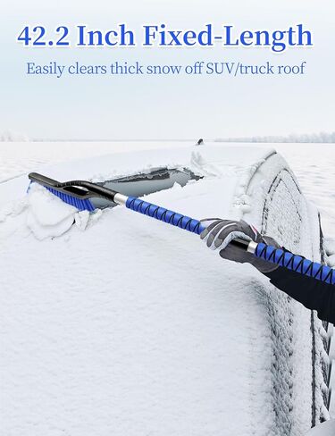 HEEYA 42.2 Inch Ice Scraper and Brush for Car, Snow Brush and Ice Scraper for Windshield Window, Car Snow Scraper with Foam Grip for SUV Truck Jeep Vehicle - Blue in Kuwait