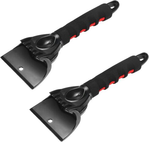 HARFINGTON 2Pcs Ice Scrapers for Car Windshield 10" x 4" Window Frost Removal Tool Snow Scraper with Foam Handle for Car SUV Truck, Red/Black in Kuwait