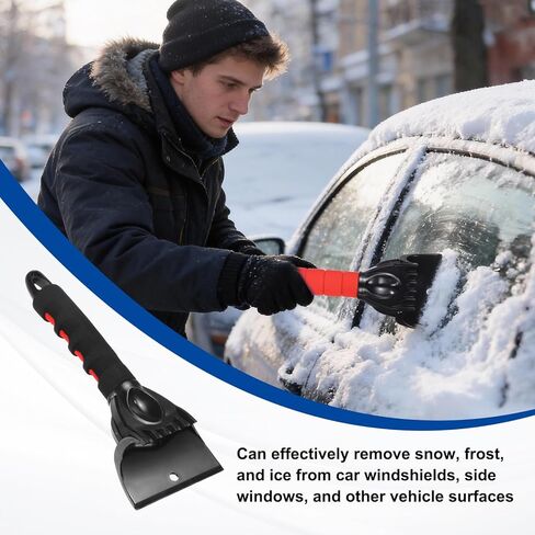 HARFINGTON 2Pcs Ice Scrapers for Car Windshield 10" x 4" Window Frost Removal Tool Snow Scraper with Foam Handle for Car SUV Truck, Red/Black in Kuwait