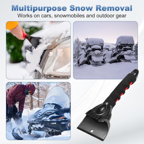 HARFINGTON 2Pcs Ice Scrapers for Car Windshield 10" x 4" Window Frost Removal Tool Snow Scraper with Foam Handle for Car SUV Truck, Red/Black in Kuwait