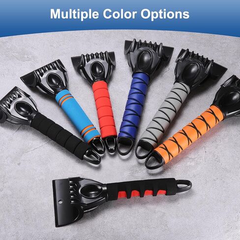 HARFINGTON 2Pcs Ice Scrapers for Car Windshield 10" x 4" Window Frost Removal Tool Snow Scraper with Foam Handle for Car SUV Truck, Red/Black in Kuwait