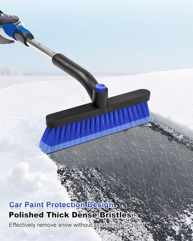 SEAAES 33 Inch Snow Brush and Ice Scraper for Car Windshield, Extendable Snow Scraper and Brush with Foam Grip for Truck SUV Vehicle Window - Blue in Kuwait