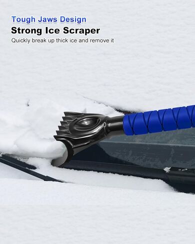SEAAES 33 Inch Snow Brush and Ice Scraper for Car Windshield, Extendable Snow Scraper and Brush with Foam Grip for Truck SUV Vehicle Window - Blue in Kuwait