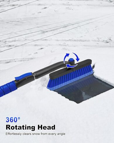 SEAAES 33 Inch Snow Brush and Ice Scraper for Car Windshield, Extendable Snow Scraper and Brush with Foam Grip for Truck SUV Vehicle Window - Blue in Kuwait