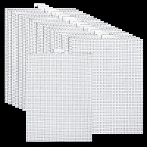 20 PCS 14 Count Plastic Mesh Canvas Sheets for Embroidery Making, 4 CT Perforated Plastic Stitching Canvas Cross Stitch for Crafts DIY Crochet Projects, White (8.2 x 11 Inch) in Kuwait