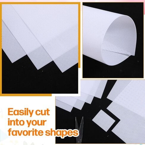 20 PCS 14 Count Plastic Mesh Canvas Sheets for Embroidery Making, 4 CT Perforated Plastic Stitching Canvas Cross Stitch for Crafts DIY Crochet Projects, White (8.2 x 11 Inch) in Kuwait