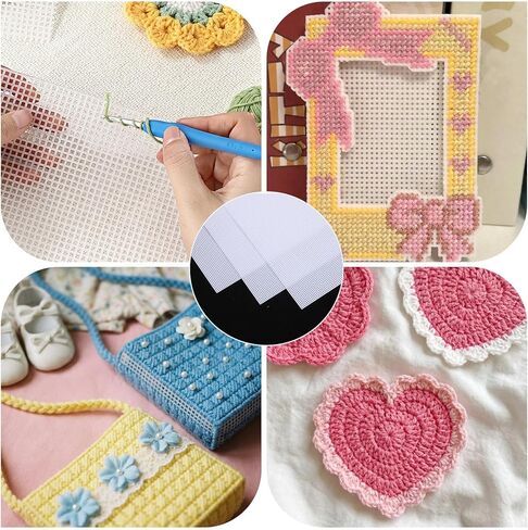 20 PCS 14 Count Plastic Mesh Canvas Sheets for Embroidery Making, 4 CT Perforated Plastic Stitching Canvas Cross Stitch for Crafts DIY Crochet Projects, White (8.2 x 11 Inch) in Kuwait