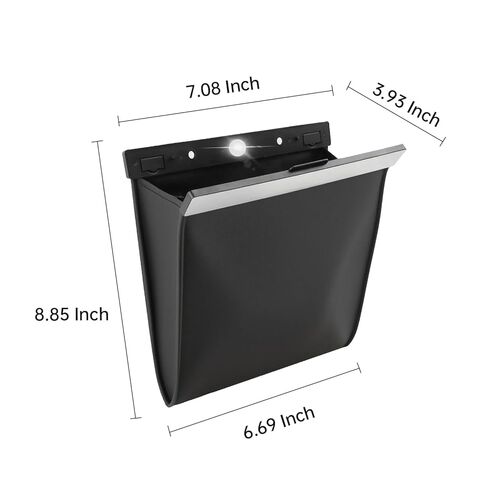 Leather Car Trash Can with Smart LED Light & Magnetic Closure, Hanging Car Trash Bag, Small Car Trash Can, Leak-Proof, Odor-Lock Car Trash Bin for Any Cars, Sedans, SUVs, Trucks, Black in Kuwait