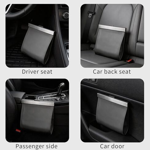 Leather Car Trash Can with Smart LED Light & Magnetic Closure, Hanging Car Trash Bag, Small Car Trash Can, Leak-Proof, Odor-Lock Car Trash Bin for Any Cars, Sedans, SUVs, Trucks, Black in Kuwait
