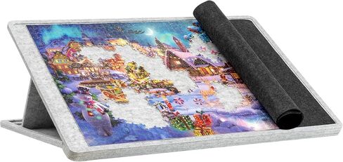 Lavievert 1000 Pieces Tilting Jigsaw Puzzle Board with Cover, 3 Angle Adjustable Puzzle Table, Lightweight Felt Jigsaw Boards with Stand, Portable Puzzle Saver for Easy Transport & Storage (Dark Gray) in Kuwait
